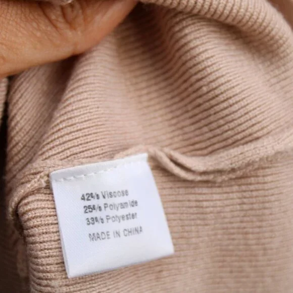 NENONA Tan Knit Long Sleeve Gold Button Mini Dress Size Medium - Picture 5 of 6